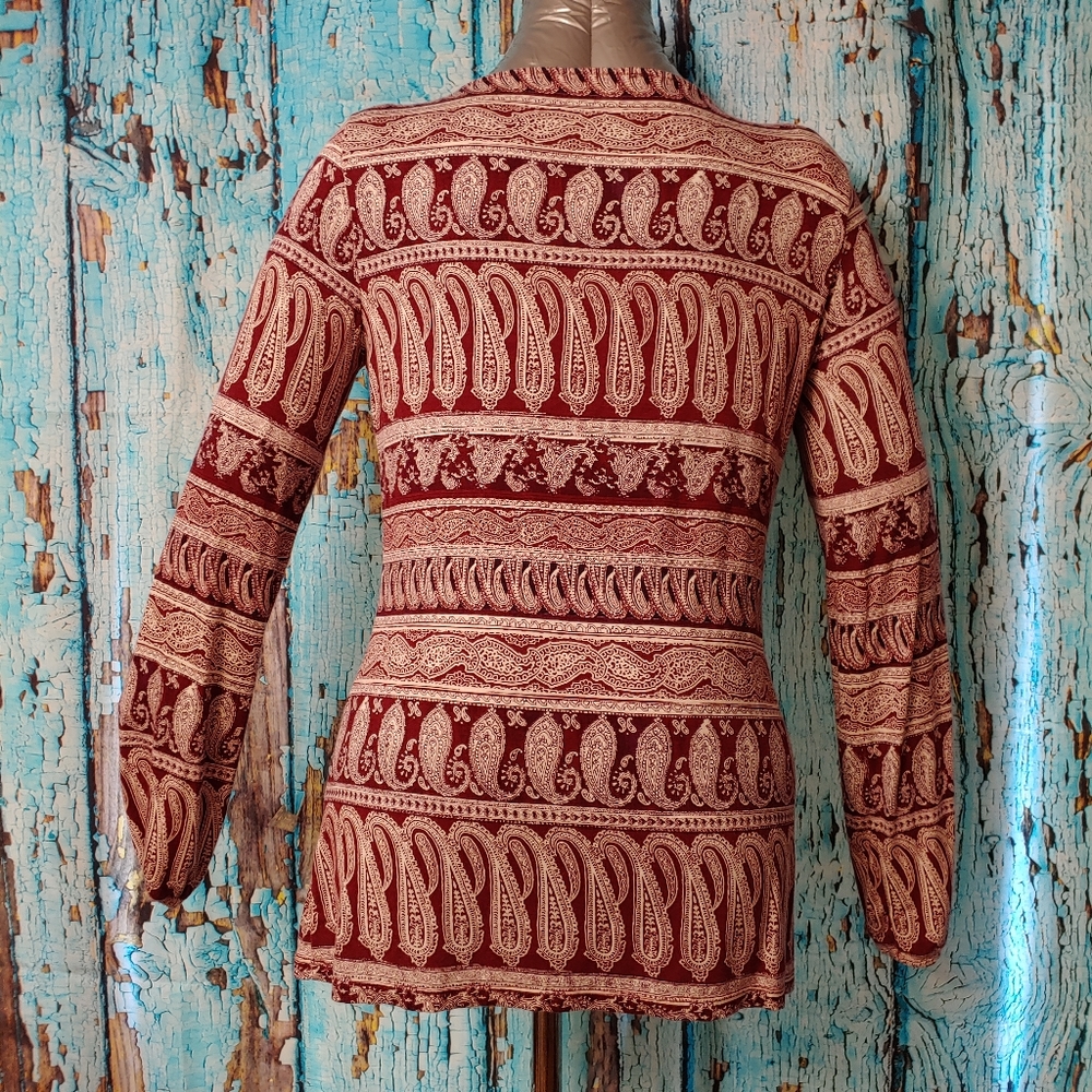 Rose+Olive long sleeve Burgundy paisley shirt - Picture 3 of 14